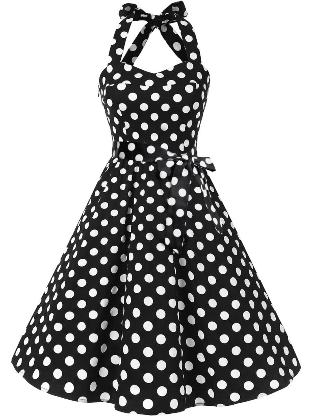 Women'sVintage Polka Audrey Dress 1950s Halter Retro Cocktail Dress